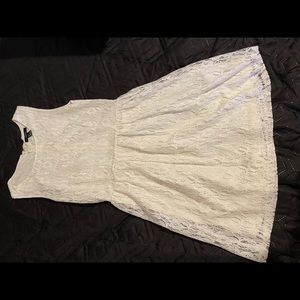 Forever 21 Fit and Flare Lace Formal Dress, White